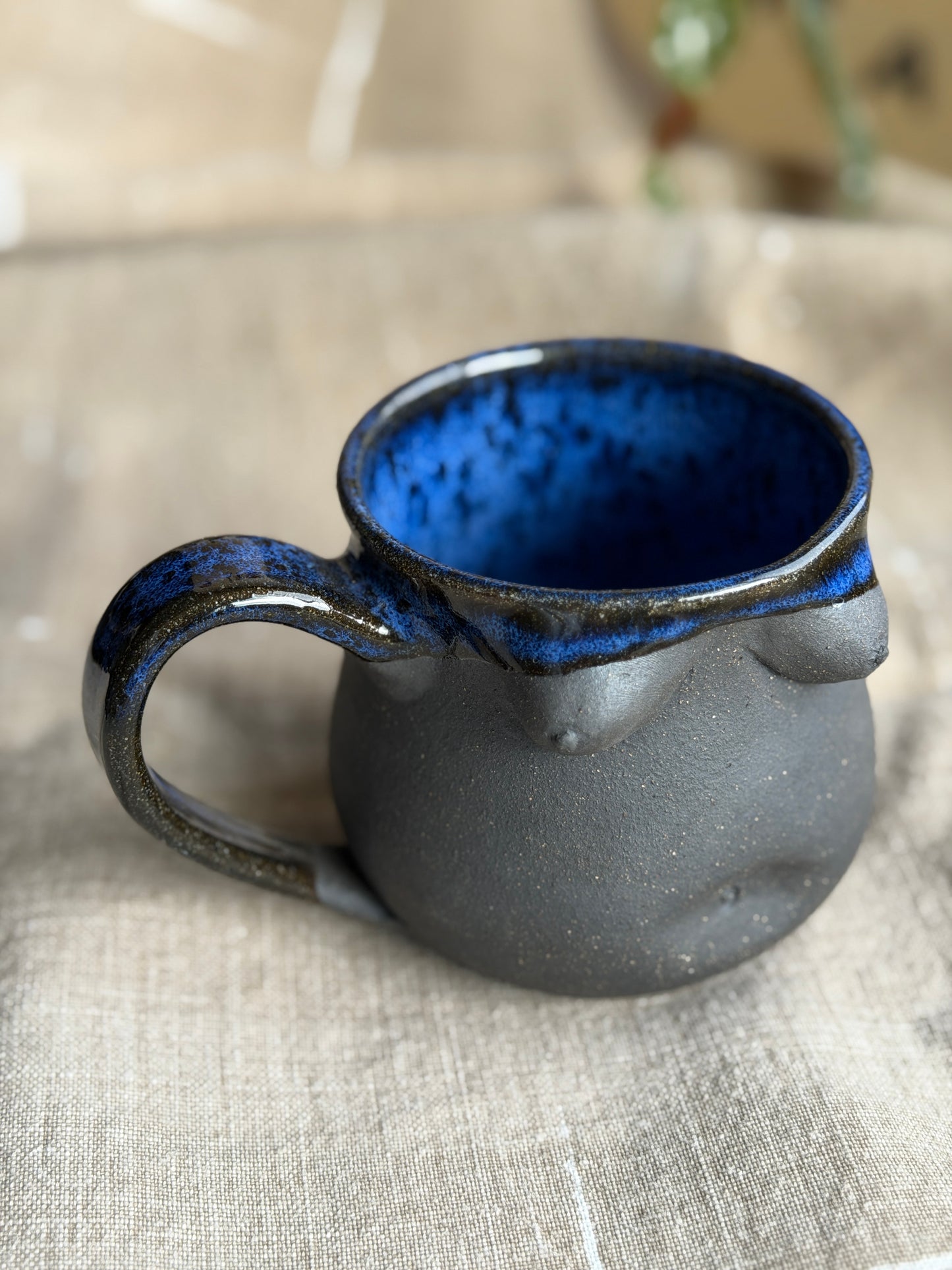 Handmade Cobalt & Black Boob Mug