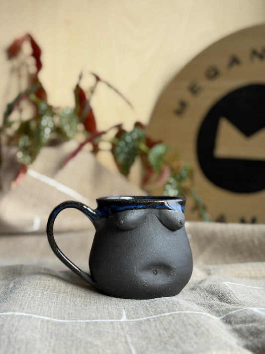 Handmade Cobalt & Black Boob Mug