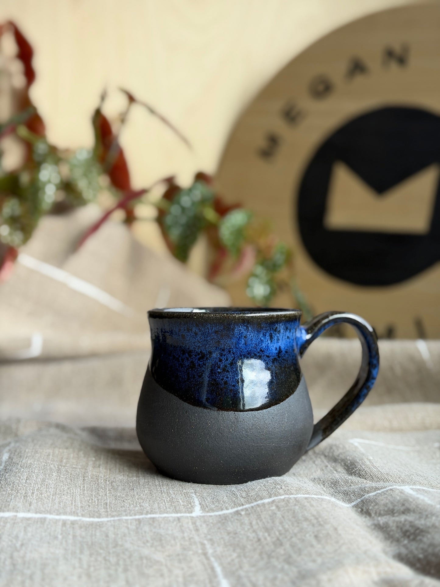Handmade Cobalt & Black Boob Mug